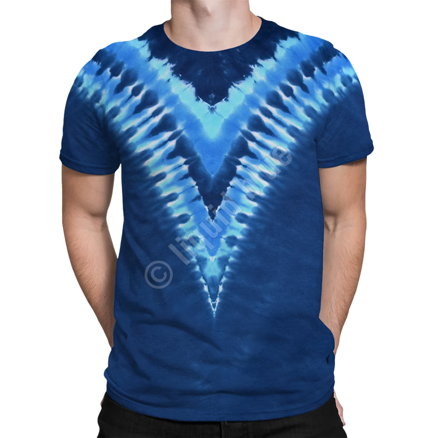 Cool Blue V Unprinted Tie-Dye T-Shirt 2 Cool Blue V Unprinted Tie-Dye T-Shirt - Image 2