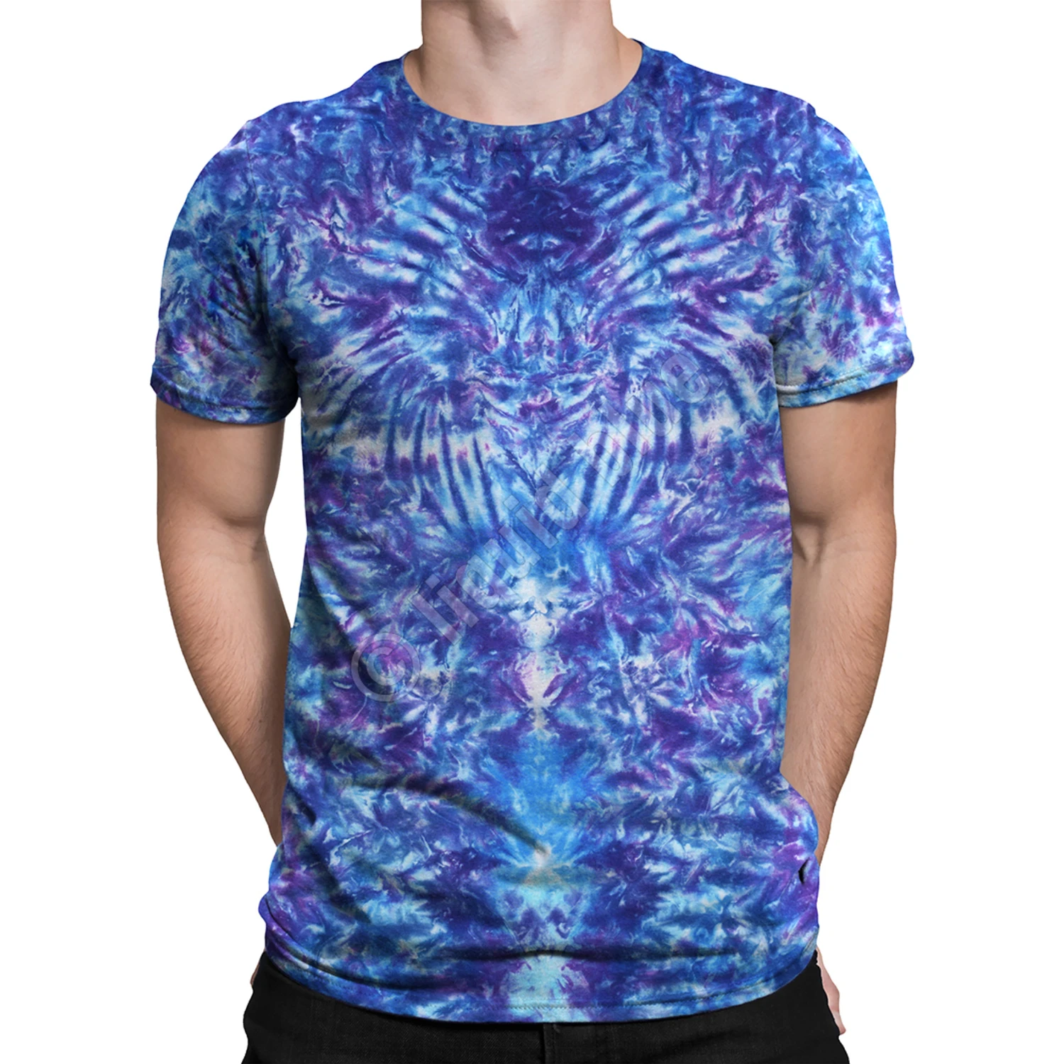 Crazy Blue Krinkle Unprinted Tie-Dye T-Shirt 2 Crazy Blue Krinkle Unprinted Tie-Dye T-Shirt - Image 2