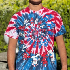 Spiral Patriotic Bears Tie-Dye T-Shirt -Pink Floyd shop 11191f model 10247.1655139628