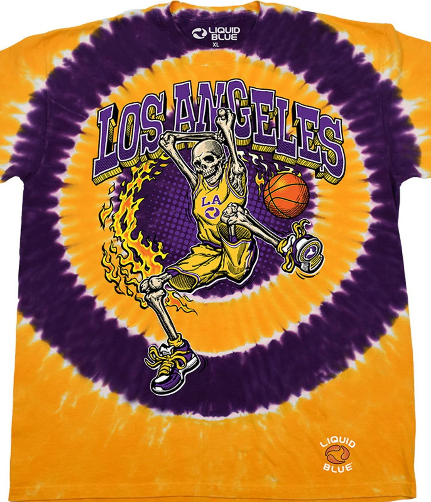 Los Angeles Dunker Basketball Skeleton Tie-Dye T-Shirt 1 Los Angeles Dunker Basketball Skeleton Tie-Dye T-Shirt