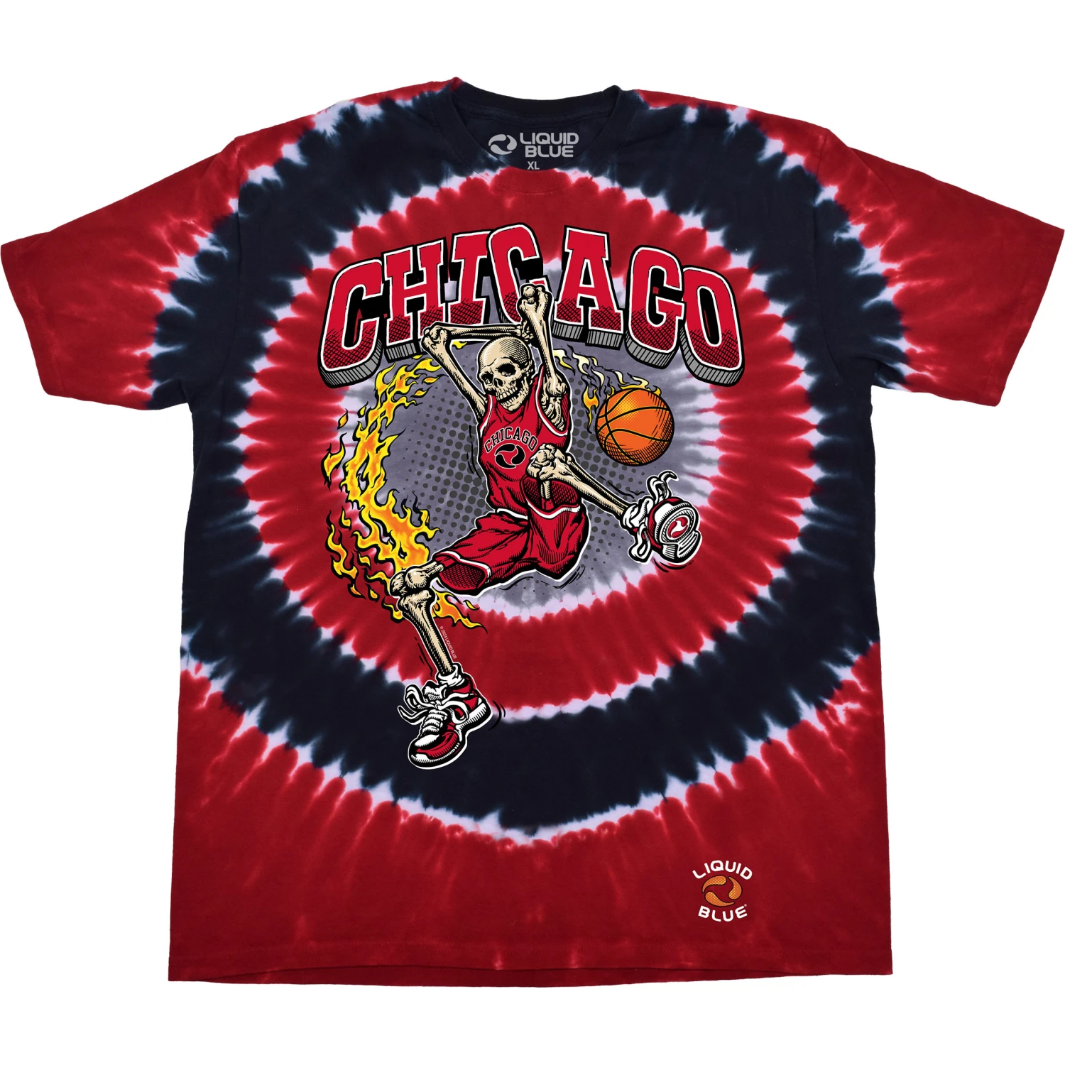 Chicago Dunker Basketball Skeleton Tie-Dye T-Shirt 2 Chicago Dunker Basketball Skeleton Tie-Dye T-Shirt - Image 2