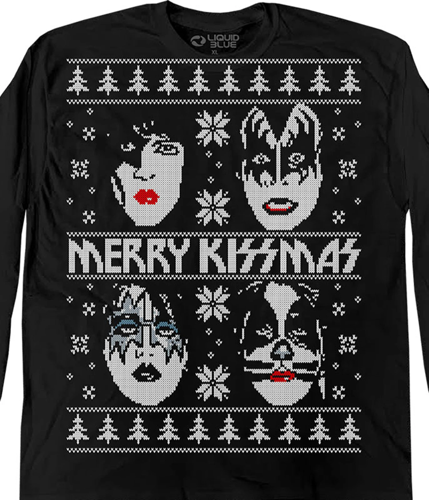 Merry KISSmas Sweater Black Long Sleeve T-Shirt 1 Merry KISSmas Sweater Black Long Sleeve T-Shirt