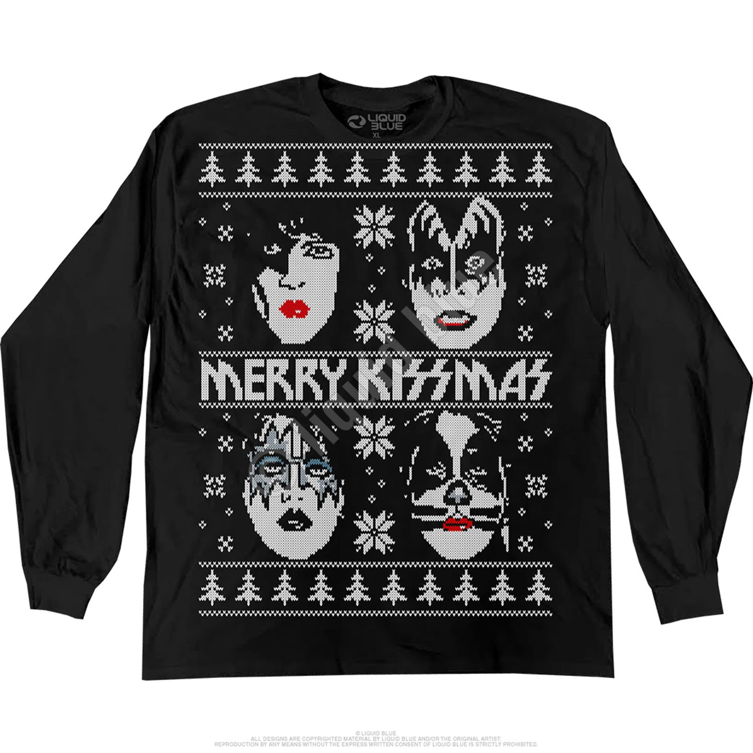 Merry KISSmas Sweater Black Long Sleeve T-Shirt 2 Merry KISSmas Sweater Black Long Sleeve T-Shirt - Image 2