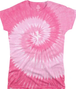 Pink Spiral Unprinted Juniors Long Length Tie-Dye T-Shirt