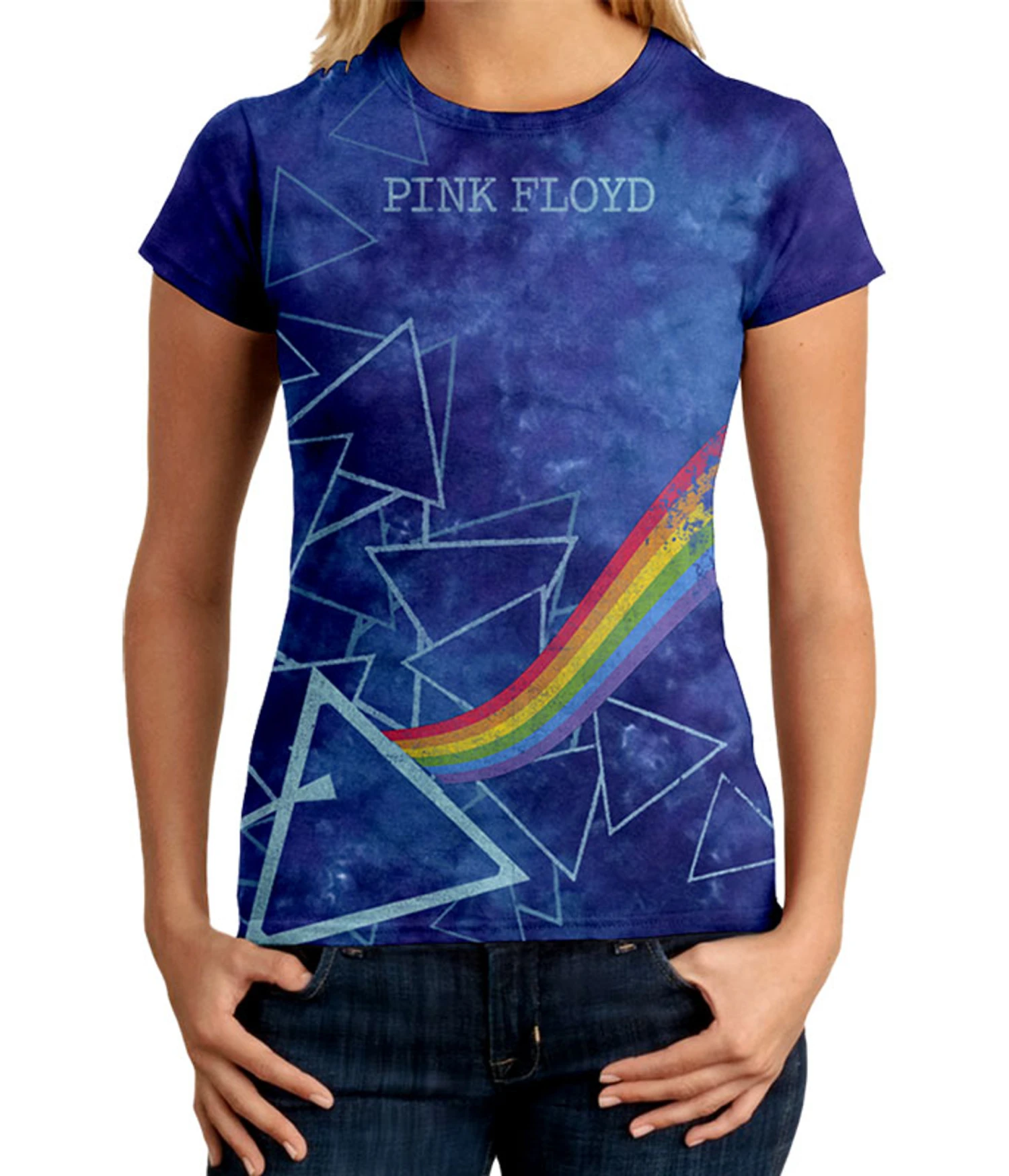 Pink Floyd Prisms Tie-Dye Juniors Long Length T-Shirt 1 Pink Floyd Prisms Tie-Dye Juniors Long Length T-Shirt