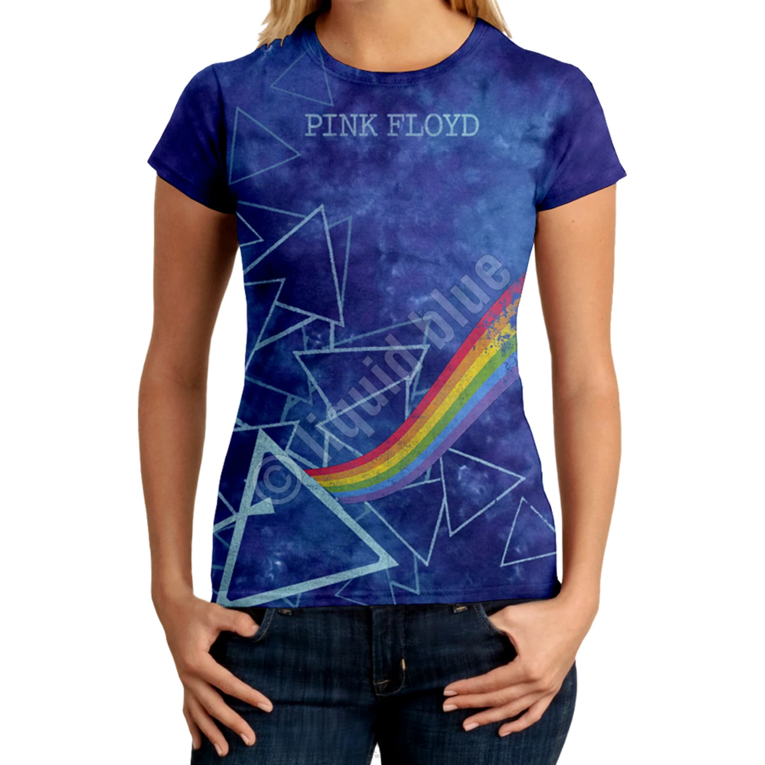 Pink Floyd Prisms Tie-Dye Juniors Long Length T-Shirt 2 Pink Floyd Prisms Tie-Dye Juniors Long Length T-Shirt - Image 2