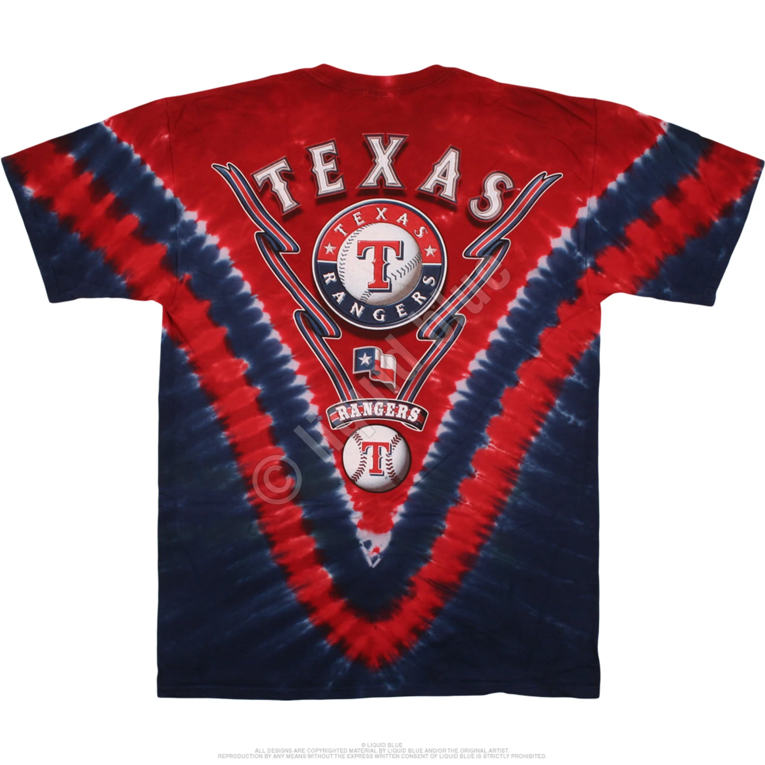 MLB Texas Rangers V Tie-Dye T-Shirt 3 MLB Texas Rangers V Tie-Dye T-Shirt - Image 3
