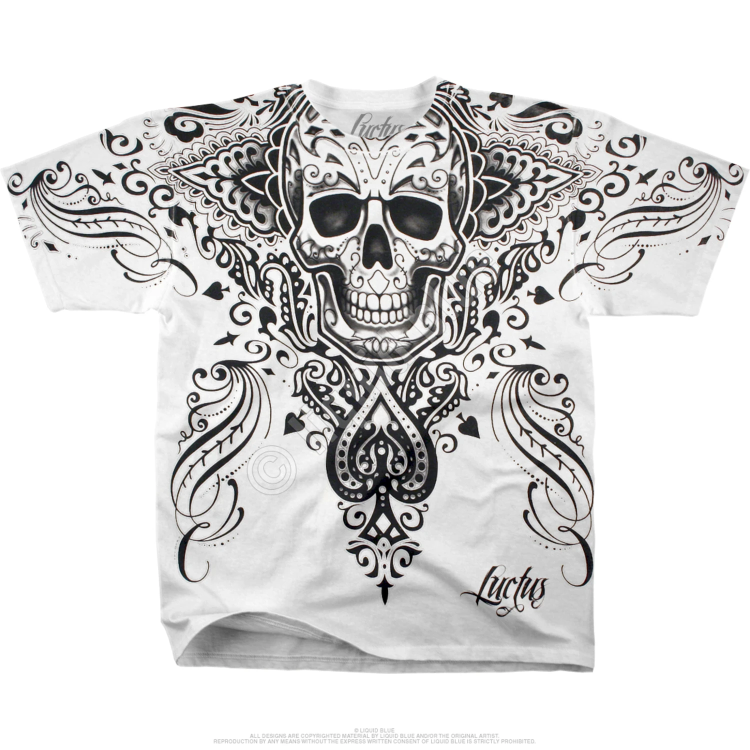 Spade Skull White Athletic T-Shirt 2 Spade Skull White Athletic T-Shirt - Image 2