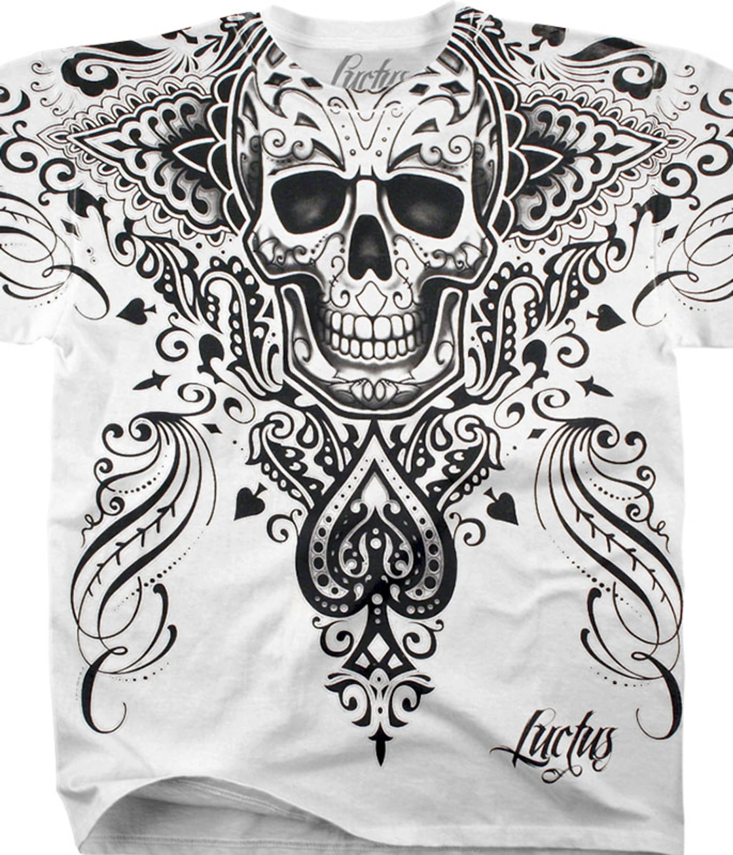 Spade Skull White Athletic T-Shirt 1 Spade Skull White Athletic T-Shirt