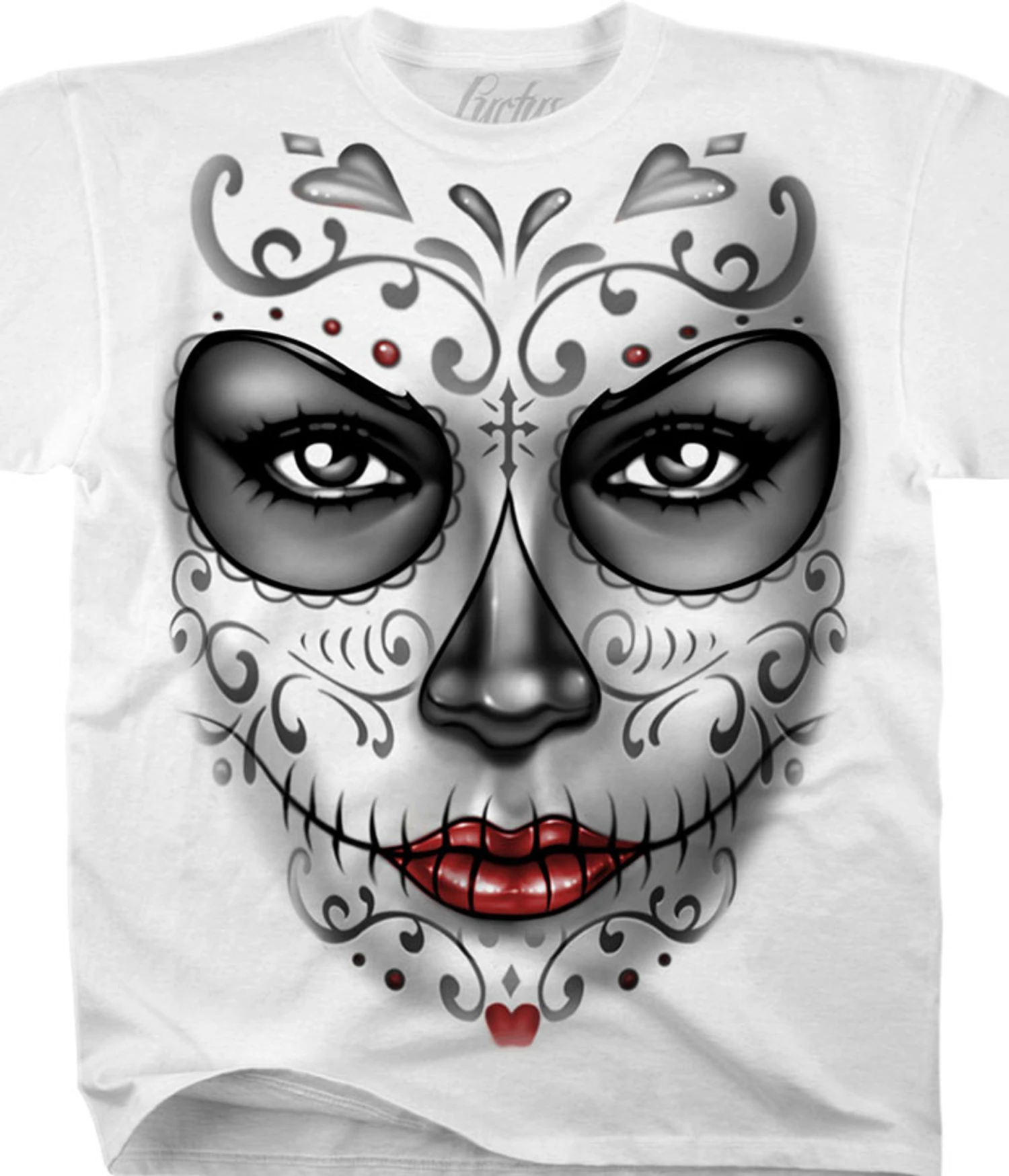 Heart Skull White Athletic T-Shirt 1 Heart Skull White Athletic T-Shirt