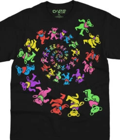 Spiral Bears Blacklight Black T-Shirt