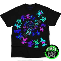 Spiral Bears Blacklight Black T-Shirt -Pink Floyd shop 31561f blacklight 36200.1562622289