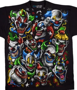 Colored Clowns Black T-Shirt
