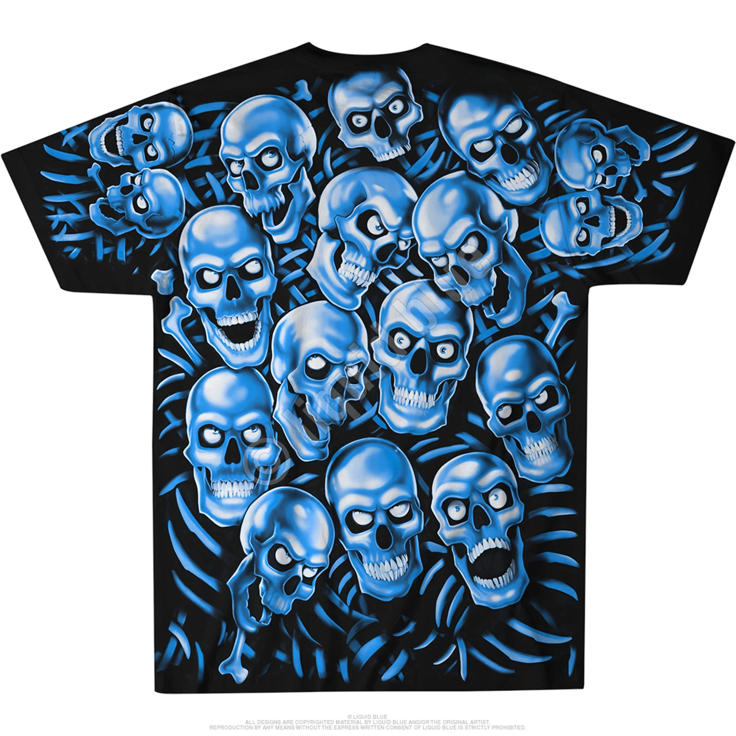 Skull Pile Blue Black T-Shirt 5 Skull Pile Blue Black T-Shirt - Image 5