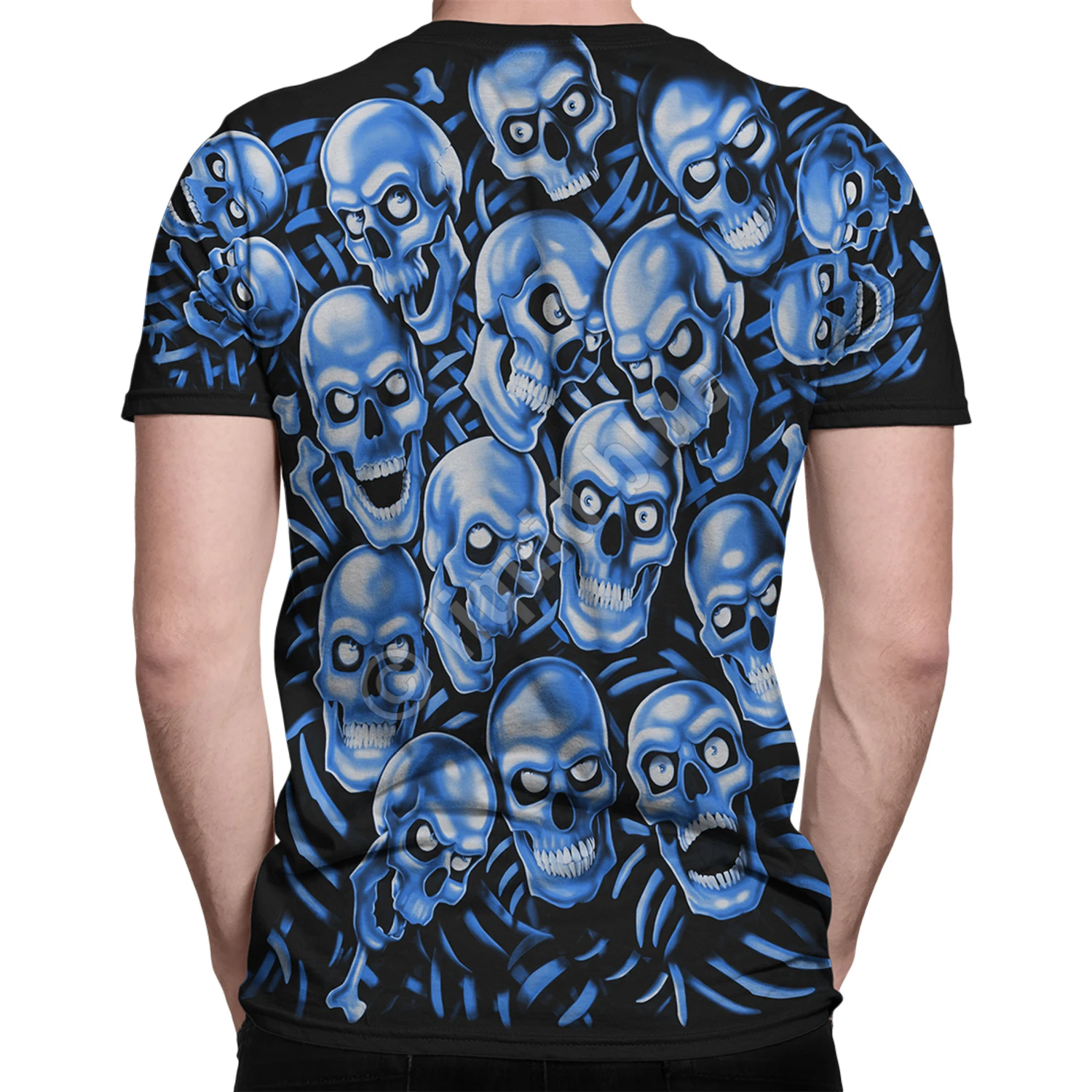 Skull Pile Blue Black T-Shirt 3 Skull Pile Blue Black T-Shirt - Image 3