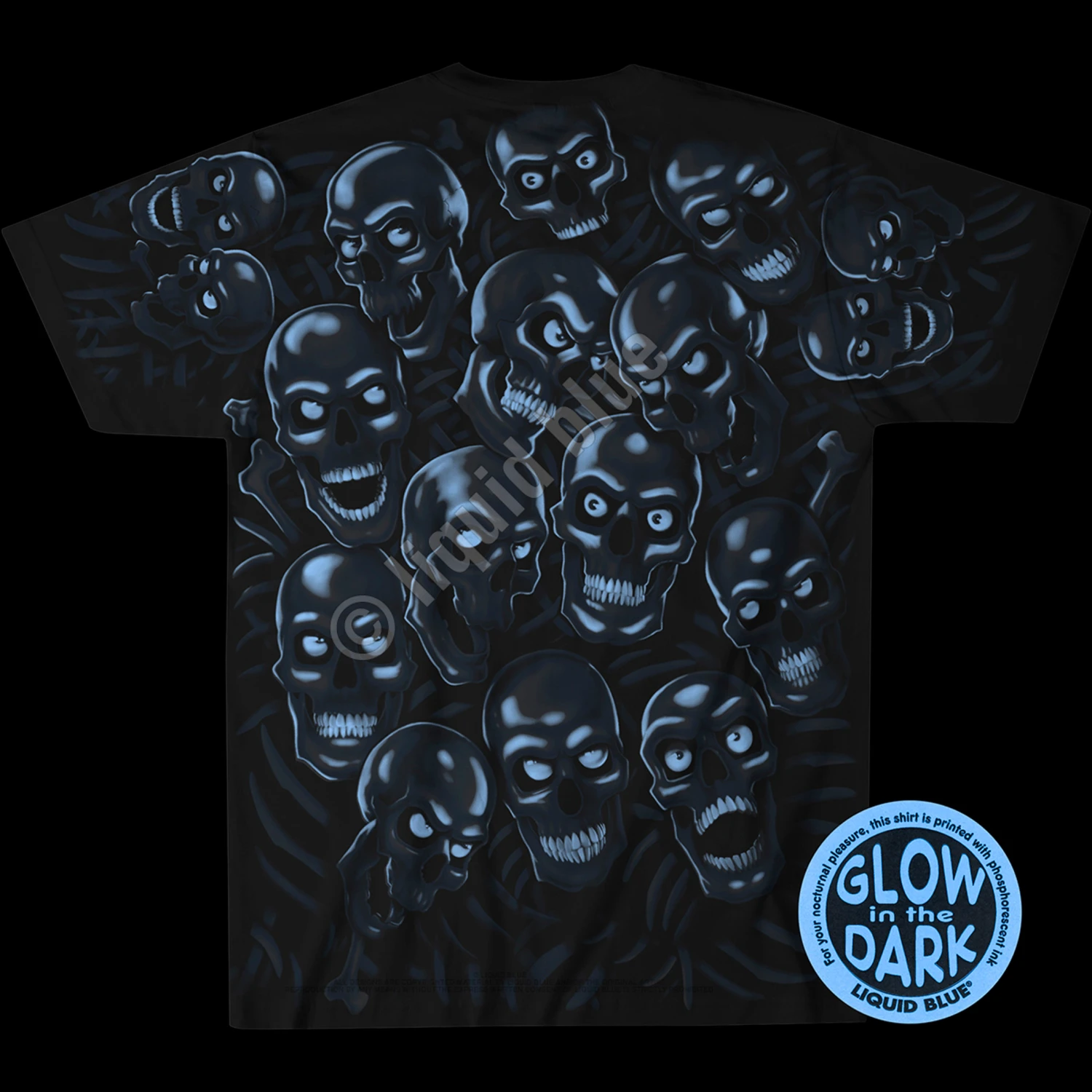 Skull Pile Blue Black T-Shirt 6 Skull Pile Blue Black T-Shirt - Image 6