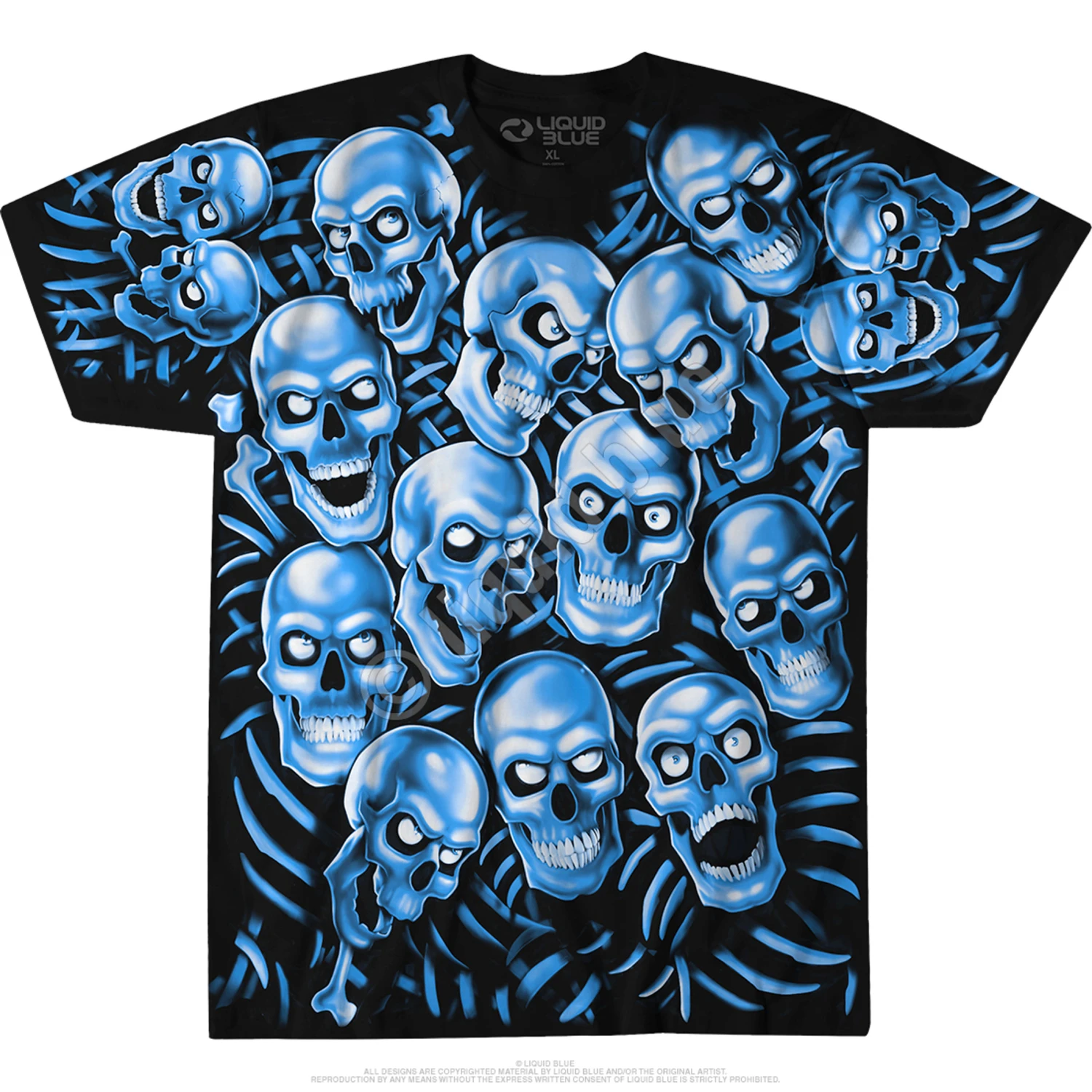 Skull Pile Blue Black T-Shirt 4 Skull Pile Blue Black T-Shirt - Image 4