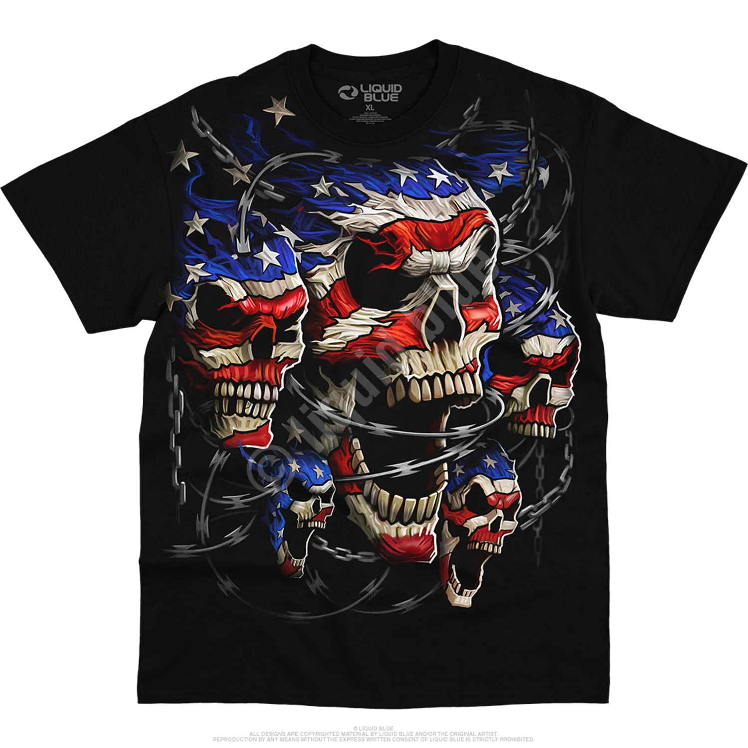 Patriotic Skulls Black T-Shirt 2 Patriotic Skulls Black T-Shirt - Image 2