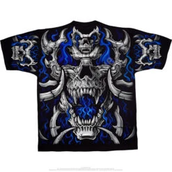 Blue Flame Skull Black T-Shirt -Pink Floyd shop 31758b 69436.1389218388