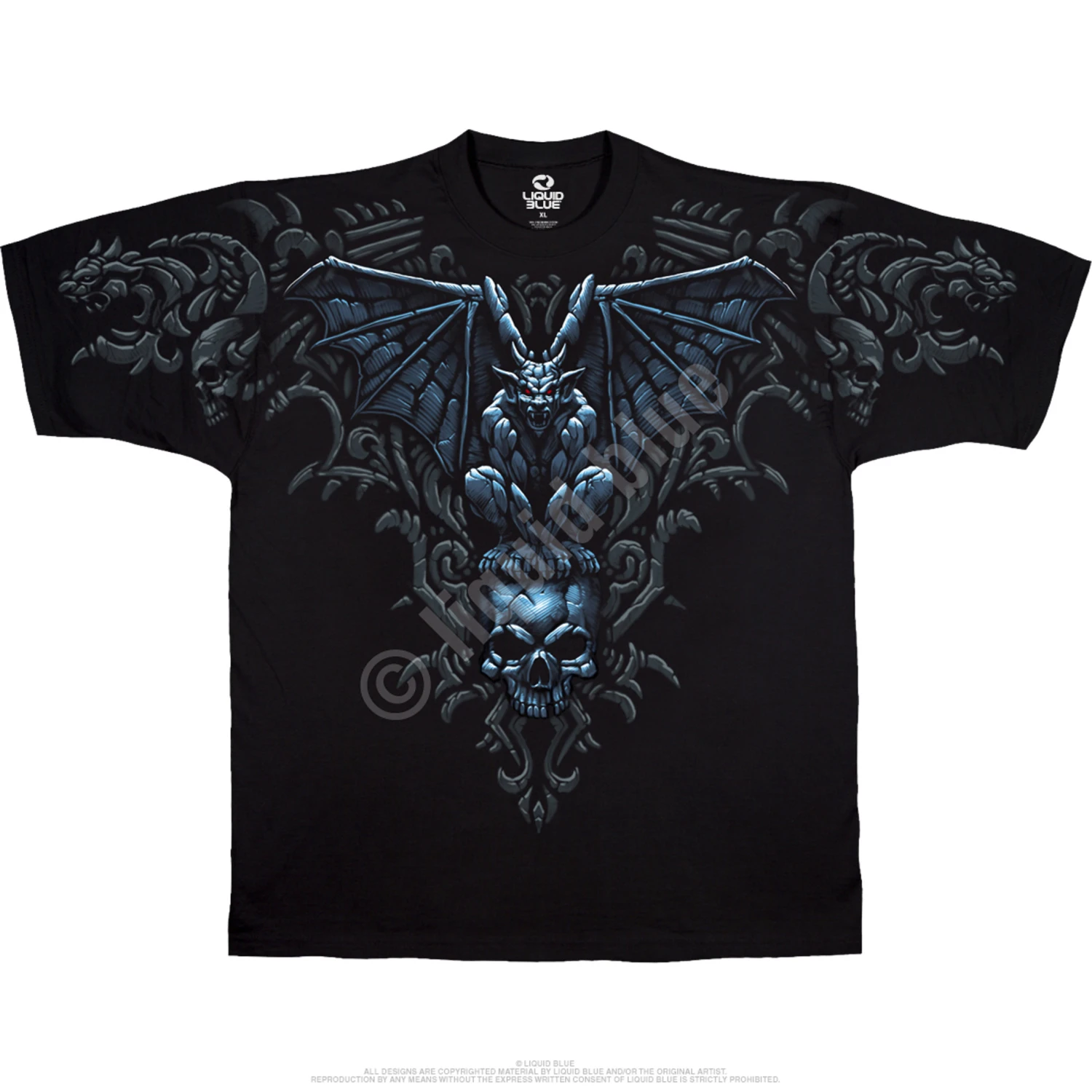Gargoyle Skull Black T-Shirt 2 Gargoyle Skull Black T-Shirt - Image 2