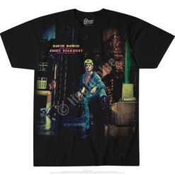 DAVID BOWIE Ziggy Stardust Black Athletic T-Shirt -Pink Floyd shop 31899f 67247.1655140303