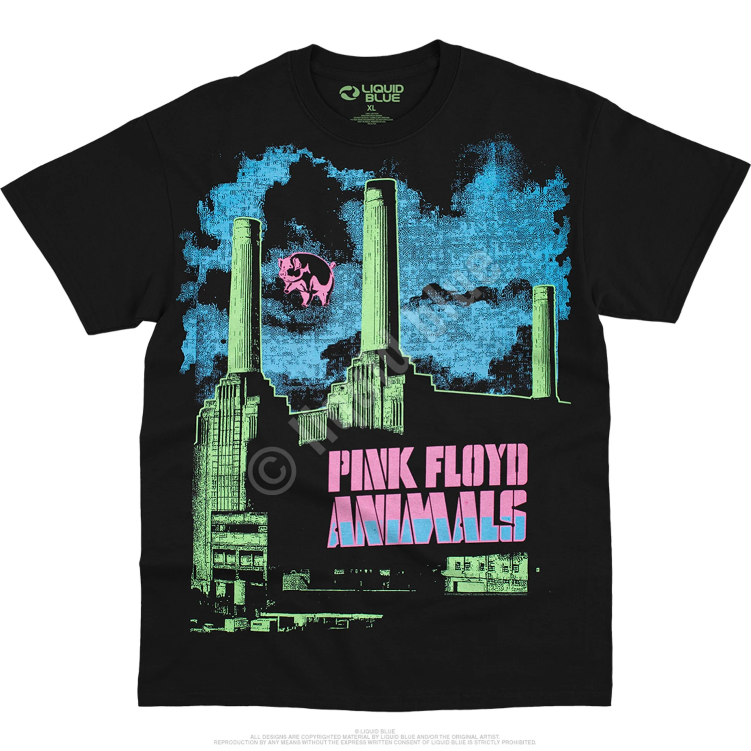 Pink Floyd Animals Blacklight Black T-Shirt 2 Pink Floyd Animals Blacklight Black T-Shirt - Image 2