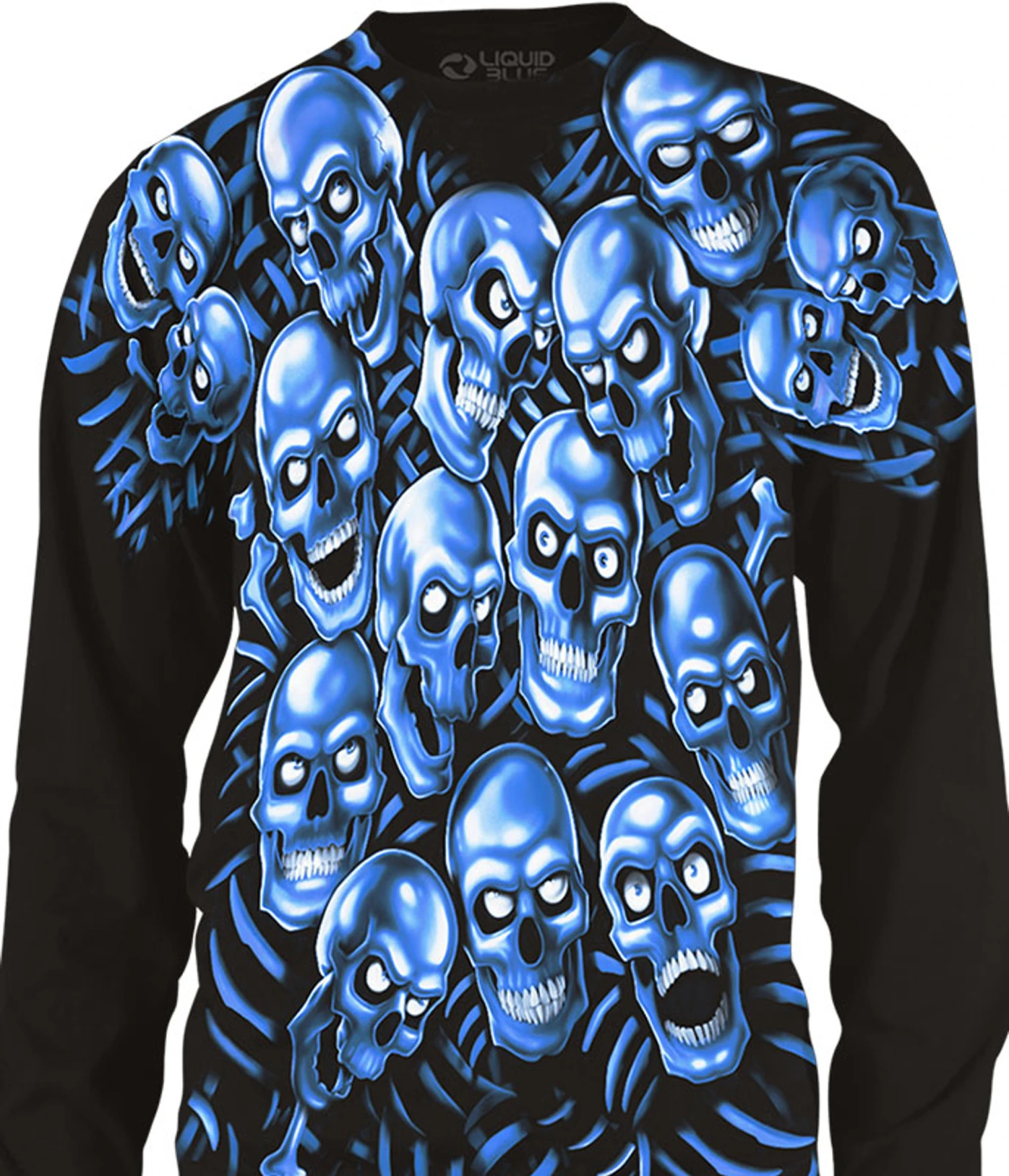 Skull Pile Blue Black Long Sleeve T-Shirt 1 Skull Pile Blue Black Long Sleeve T-Shirt