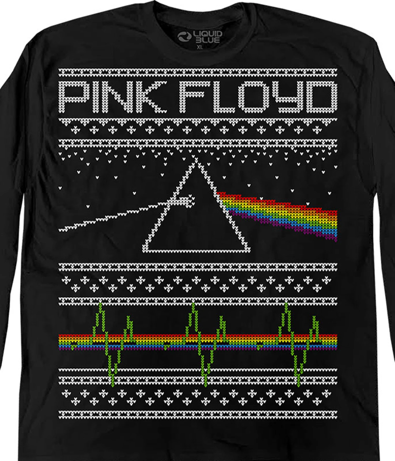 Pink Floyd Dark Side Xmas Sweater Black Long Sleeve T-Shirt 1 Pink Floyd Dark Side Xmas Sweater Black Long Sleeve T-Shirt
