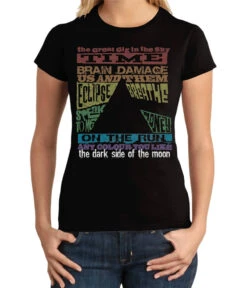 Pink Floyd Dark Side Tracks Black Juniors Long Length T-Shirt