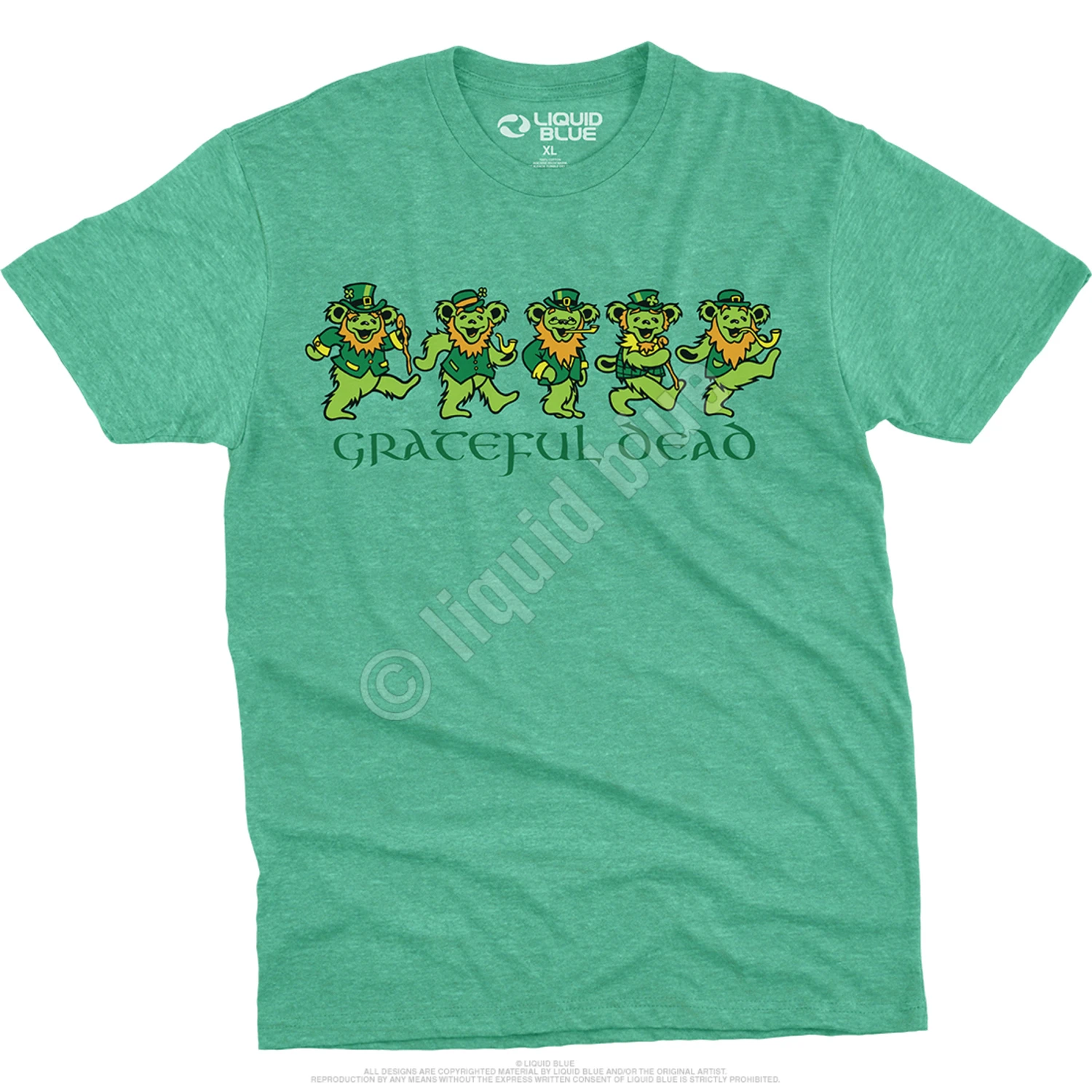 Irish Bears Poly Cotton Heather Green T-Shirt 2 Irish Bears Poly Cotton Heather Green T-Shirt - Image 2