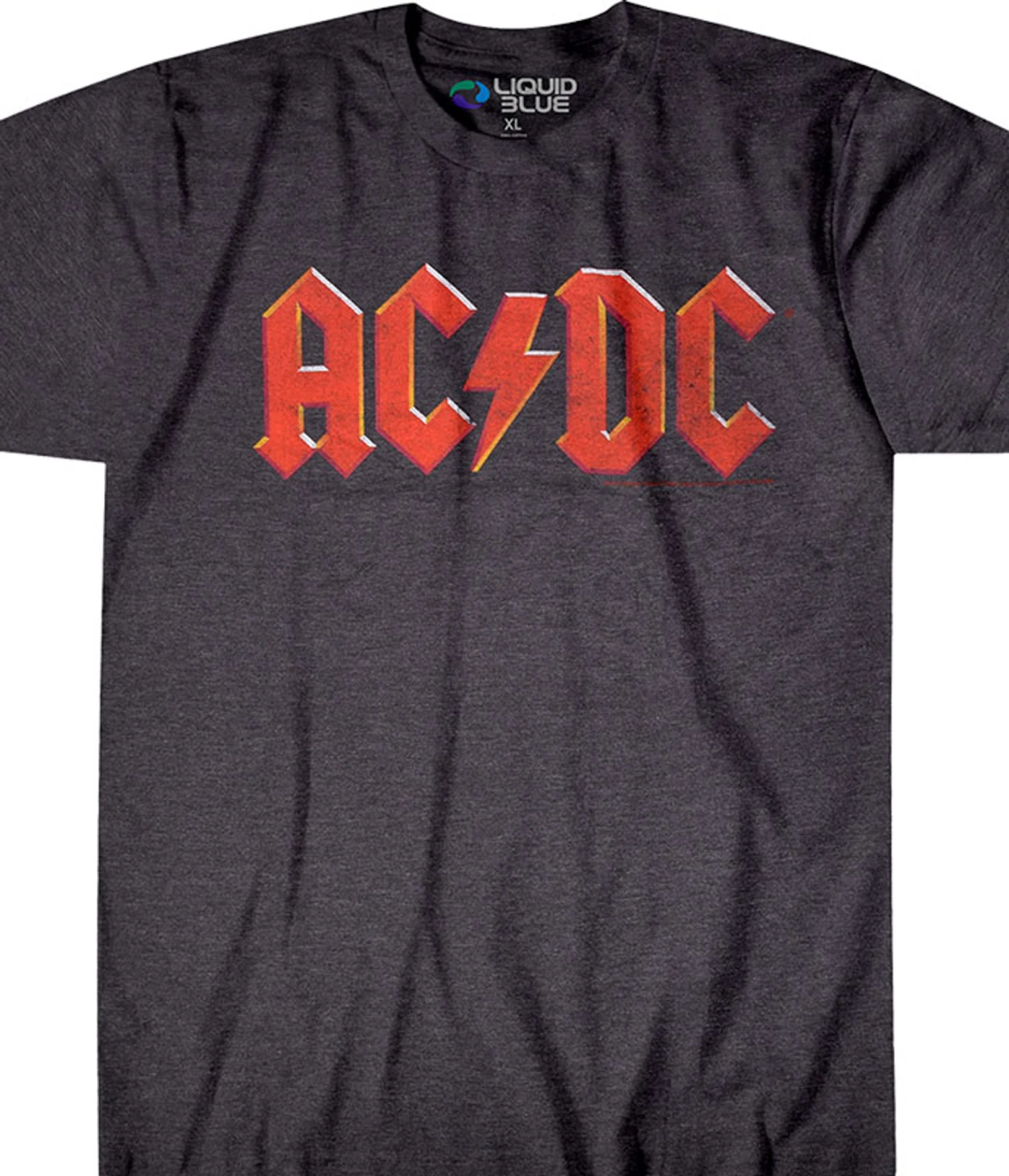 AC/DC Vintage Logo Dark Heather Poly-Cotton T-Shirt 1 AC/DC Vintage Logo Dark Heather Poly-Cotton T-Shirt