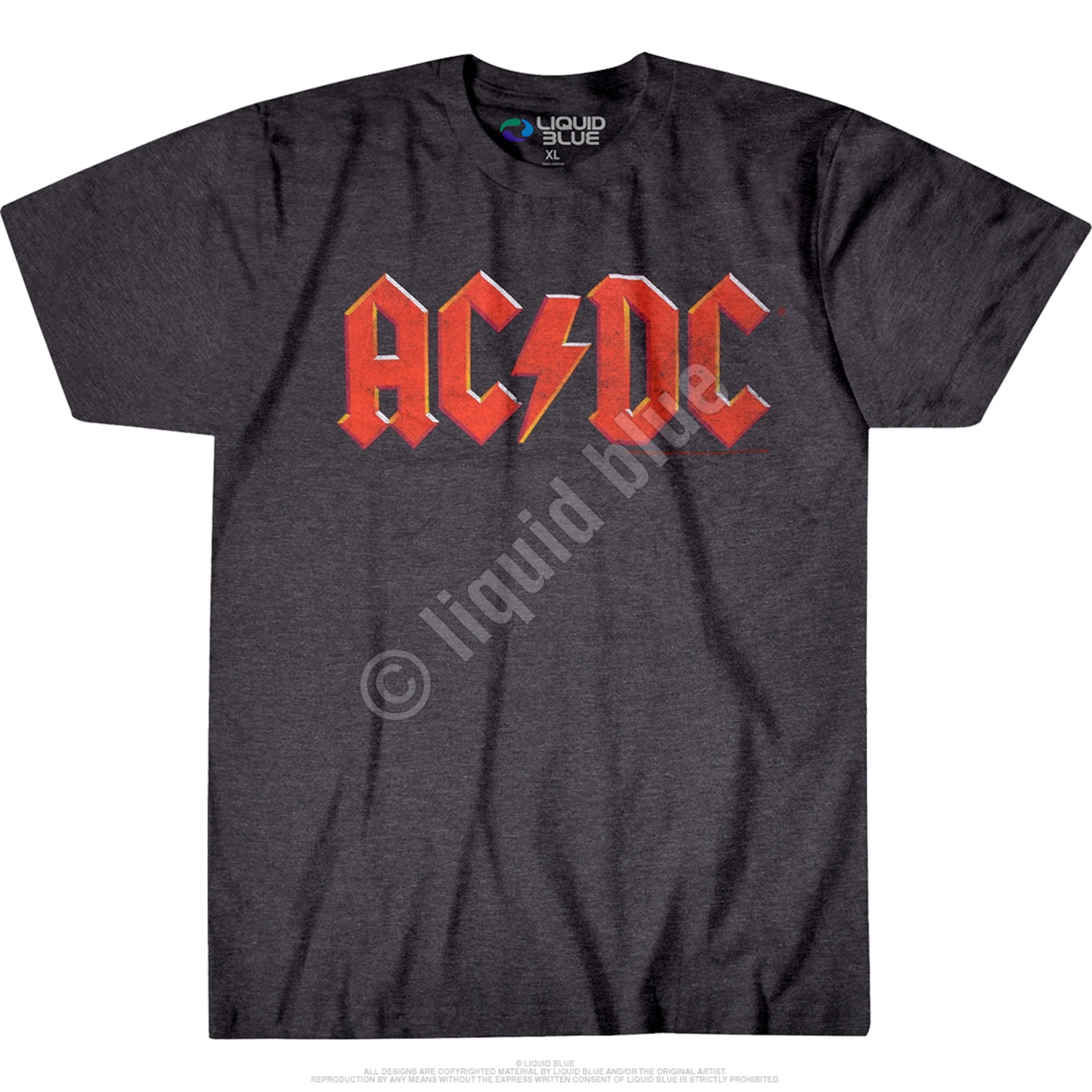 AC/DC Vintage Logo Dark Heather Poly-Cotton T-Shirt 3 AC/DC Vintage Logo Dark Heather Poly-Cotton T-Shirt - Image 3