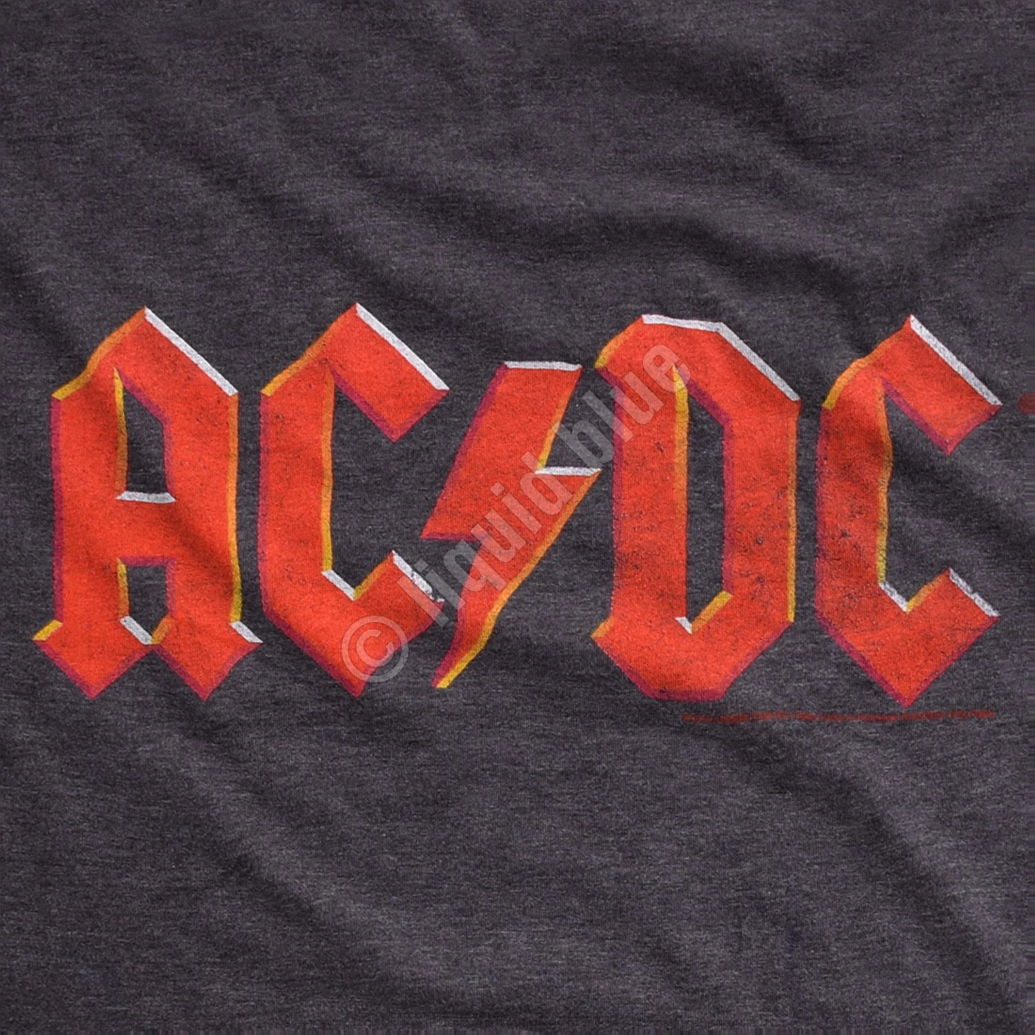 AC/DC Vintage Logo Dark Heather Poly-Cotton T-Shirt 4 AC/DC Vintage Logo Dark Heather Poly-Cotton T-Shirt - Image 4