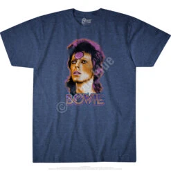 DAVID BOWIE Ziggy Medallion Dark Blue Heather Poly-Cotton T-Shirt -Pink Floyd shop 61814f 35983.1500405830