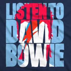 DAVID BOWIE Listen To Bowie Navy Athletic T-Shirt -Pink Floyd shop 61816f artwork 91808.1500405796