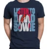 DAVID BOWIE Listen To Bowie Navy Athletic T-Shirt