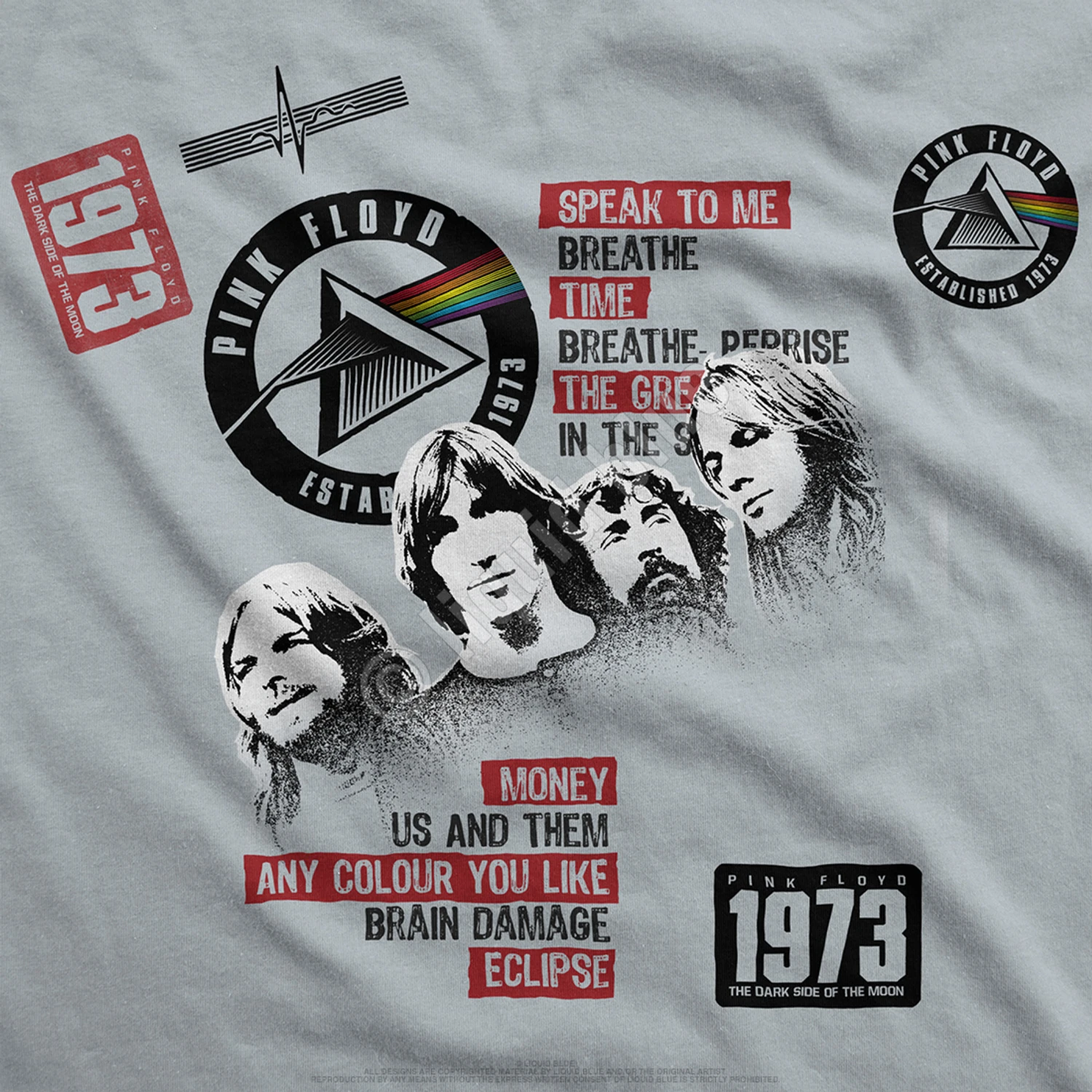 Pink Floyd Dark Side 1973 Grey T-Shirt 5 Pink Floyd Dark Side 1973 Grey T-Shirt - Image 5