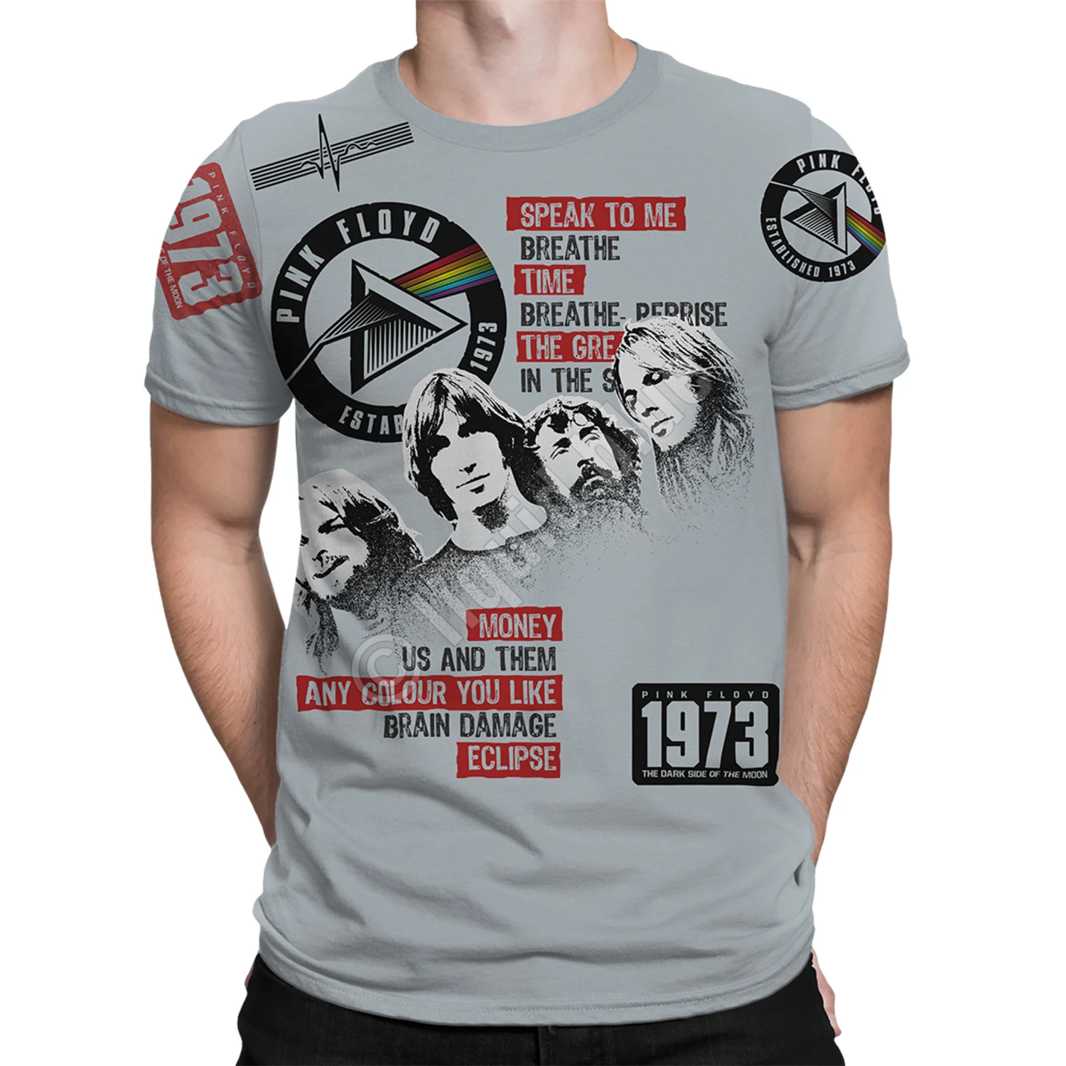 Pink Floyd Dark Side 1973 Grey T-Shirt 2 Pink Floyd Dark Side 1973 Grey T-Shirt - Image 2