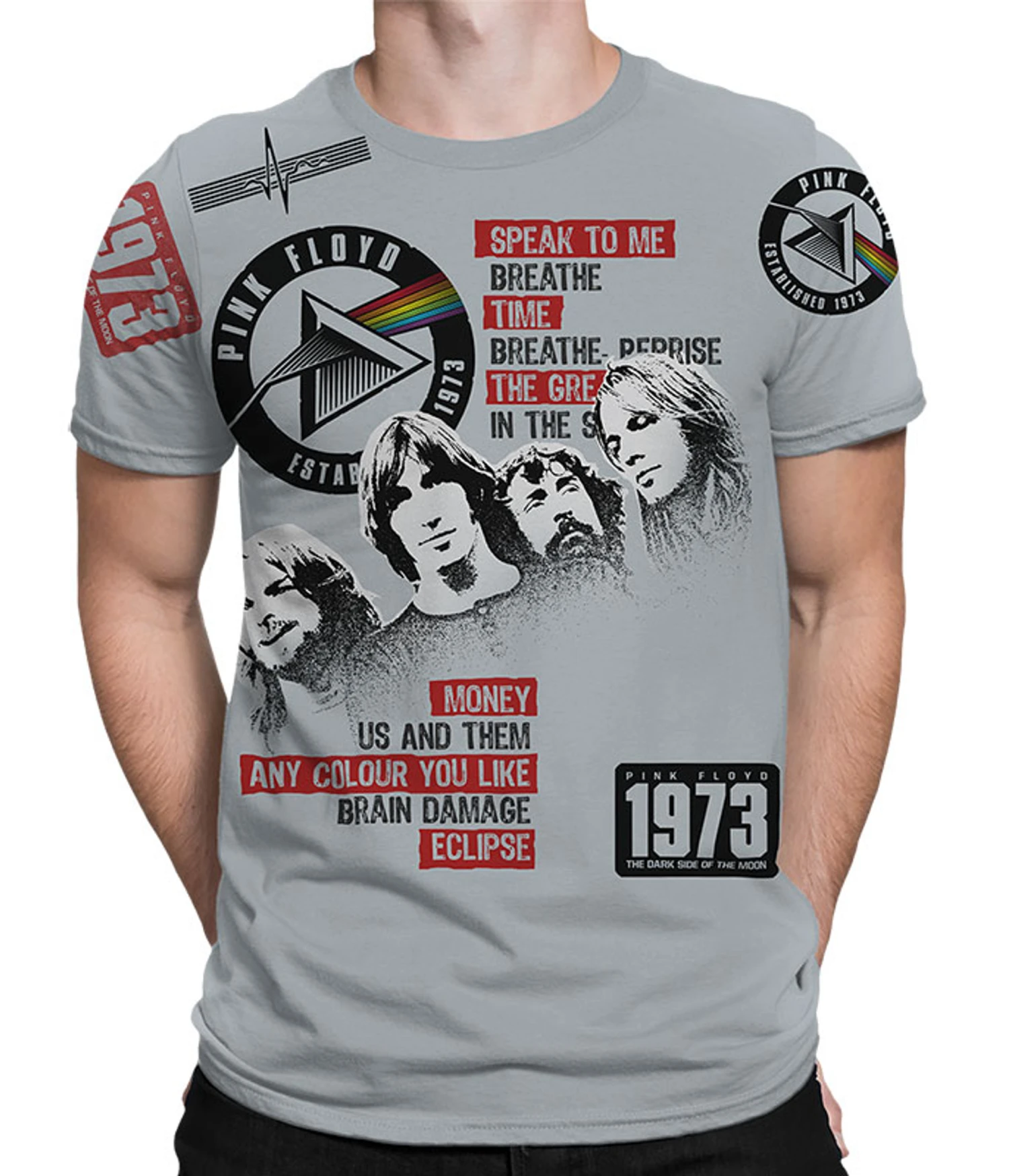 Pink Floyd Dark Side 1973 Grey T-Shirt 1 Pink Floyd Dark Side 1973 Grey T-Shirt