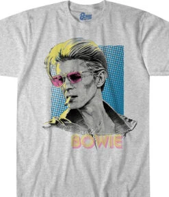 DAVID BOWIE Bowie Sketch Heather Grey Poly-Cotton T-Shirt