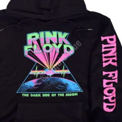 Pink Floyd Dark Side Blacklight Black Sleeve Printed Hoodie -Pink Floyd shop CN32928f artwork 90517.1643393057