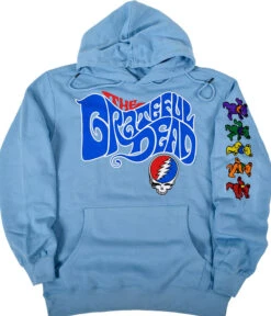 The Grateful Dead Light Blue Sleeve Printed Hoodie
