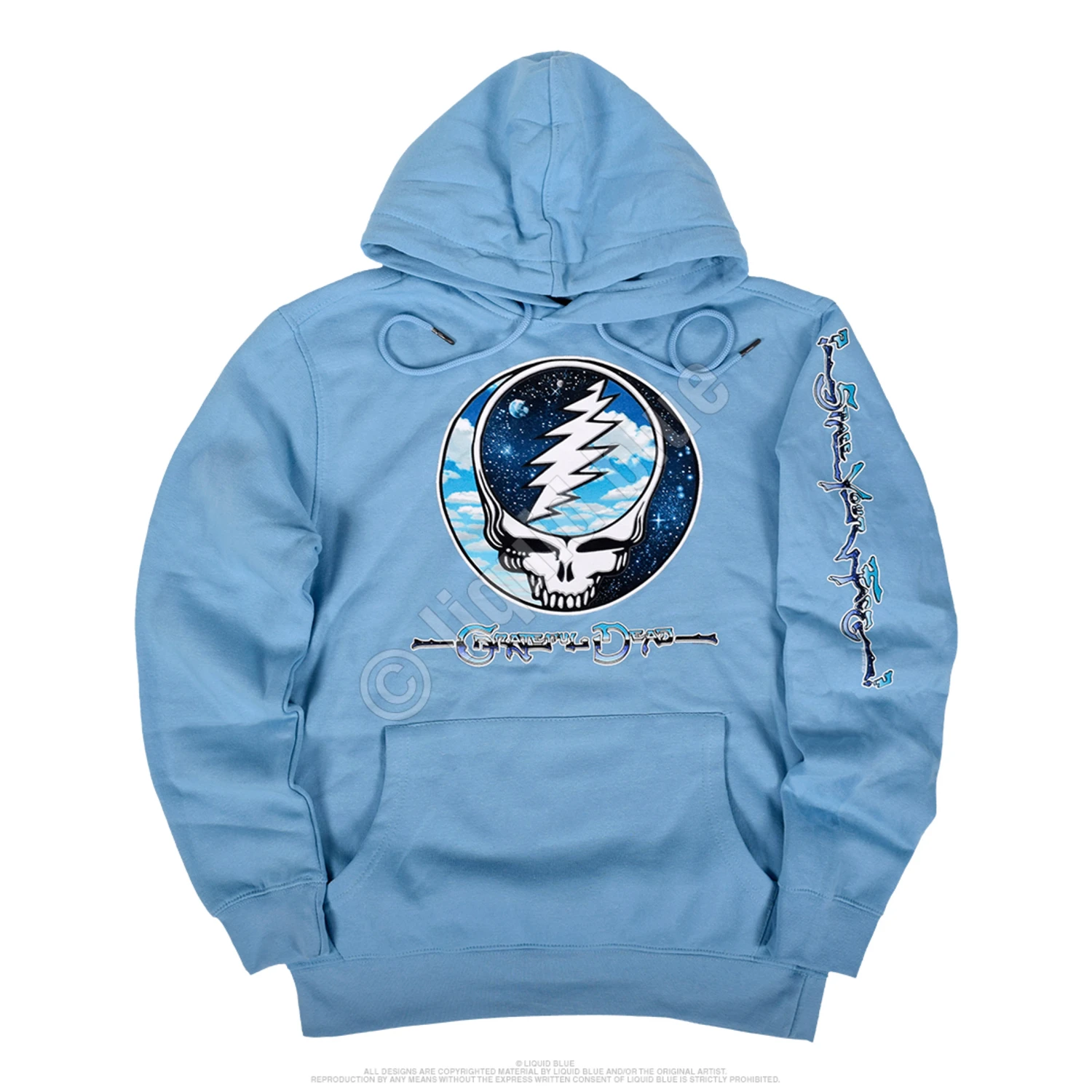 Steal Your Sky Space Light Blue Sleeve Printed Hoodie 2 Steal Your Sky Space Light Blue Sleeve Printed Hoodie - Image 2