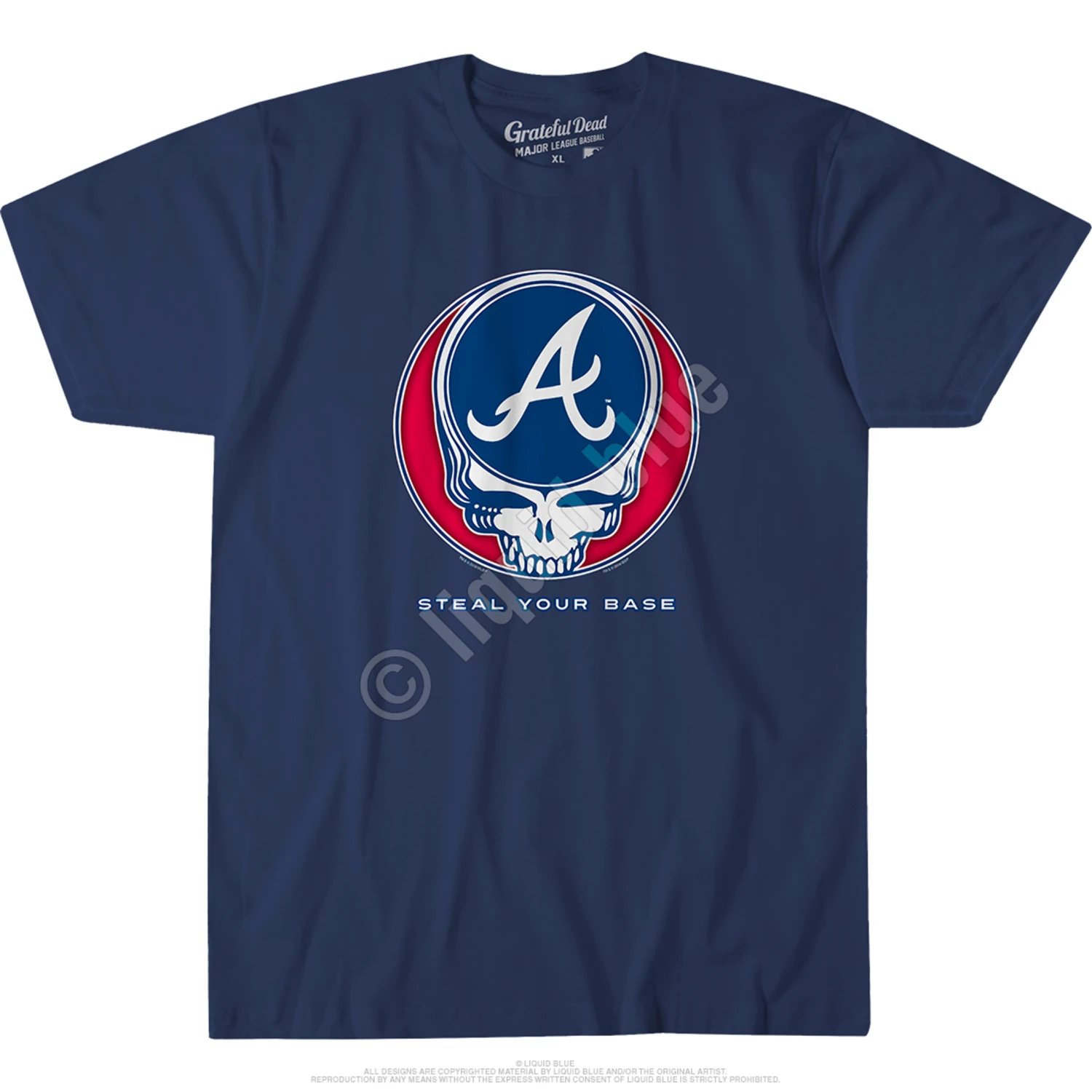 MLB Atlanta Braves Steal Your Base Navy Athletic T-Shirt 2 MLB Atlanta Braves Steal Your Base Navy Athletic T-Shirt - Image 2
