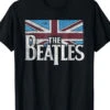 Beatles British Flag Black T-Shirt