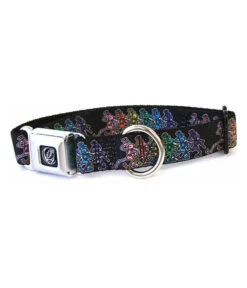 Dancing Skeletons Dog Collar Lg Black