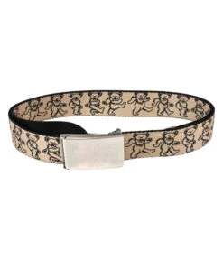 Dancing Bear Adjustable Web Belt Tan Small
