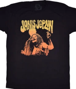 Janis Joplin Live Black Athletic T-Shirt