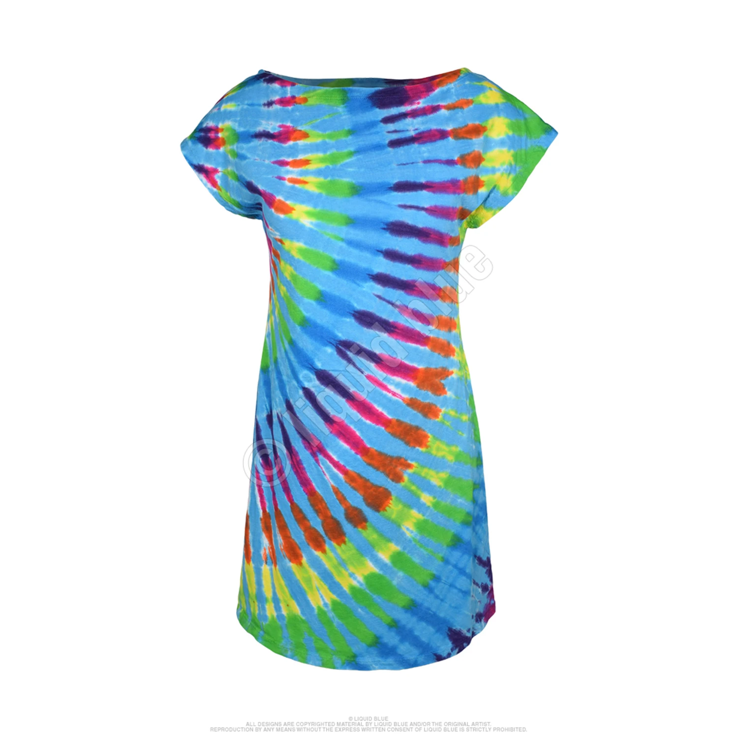 Rainbow Blue Streak Womens Unprinted Tie-Dye Sundress 2 Rainbow Blue Streak Womens Unprinted Tie-Dye Sundress - Image 2