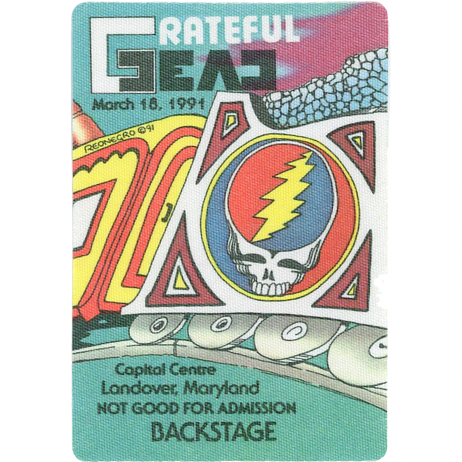 Grateful Dead 1991 03-18 Backstage Pass 2 Grateful Dead 1991 03-18 Backstage Pass - Image 2